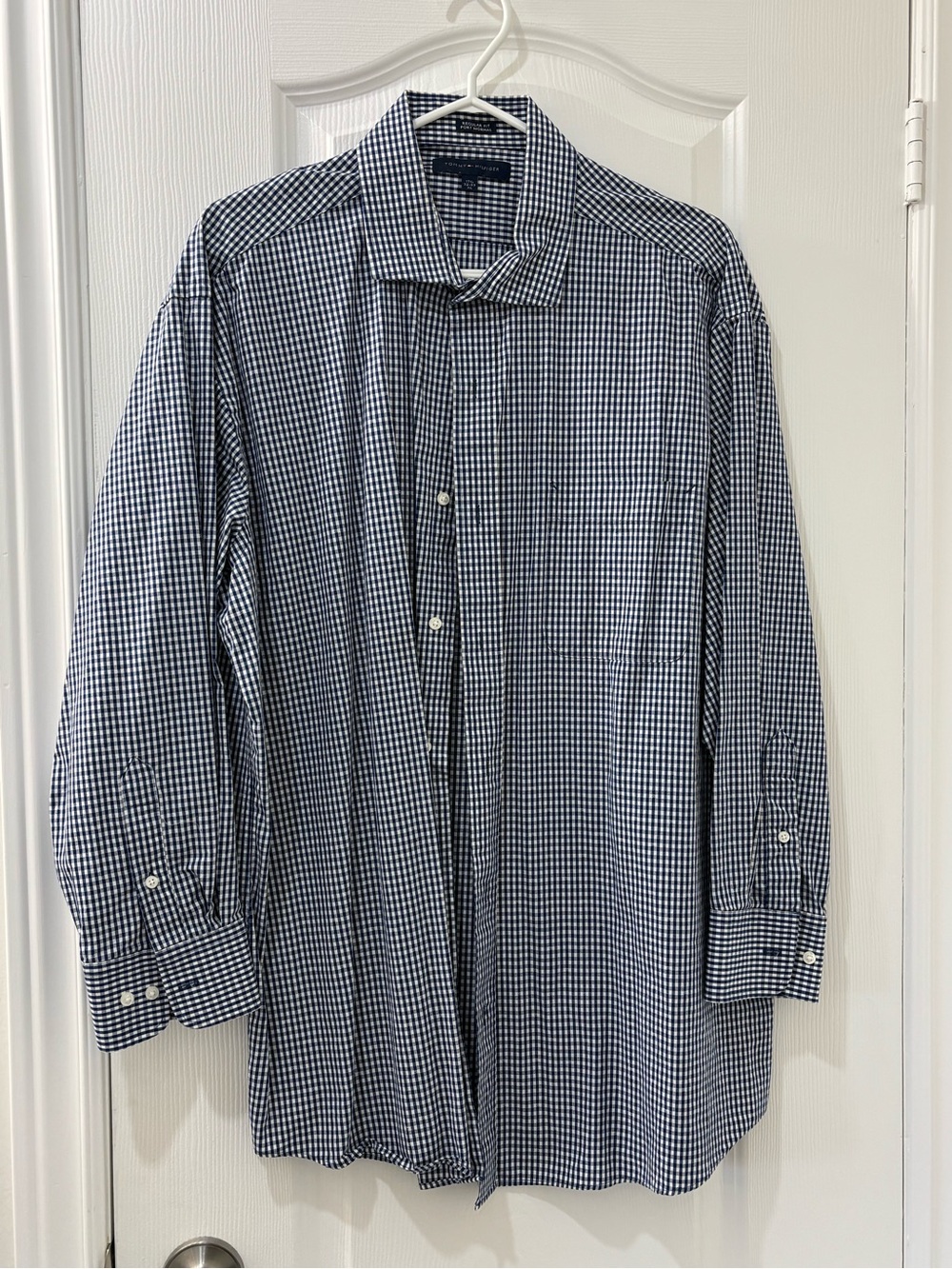 Tommy Hilfiger Navy and White Gingham Dress Shirt